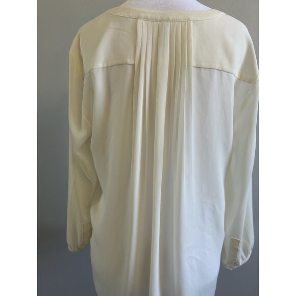 NYDJ Henley Pleat Blouse Small White Casual Business Resort Vacation Spring Top - Picture 2 of 10